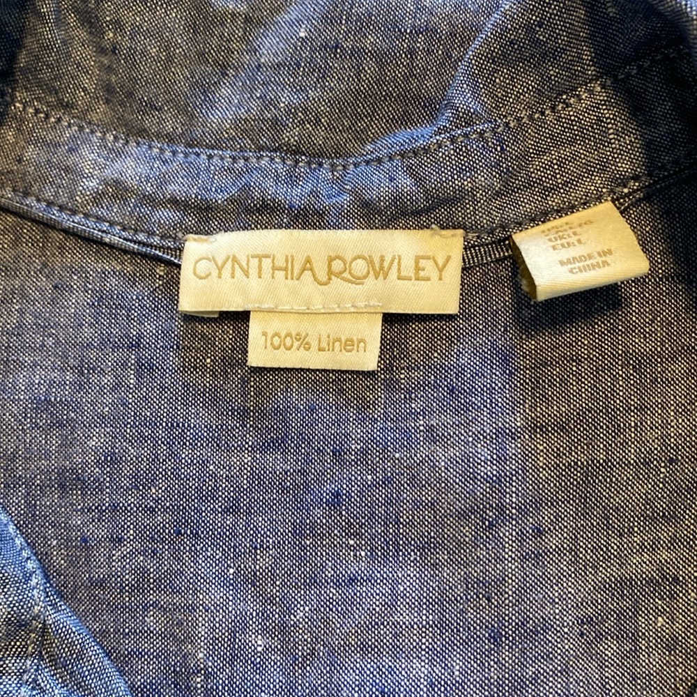 Blue linen denim look romper - Picture 4 of 5